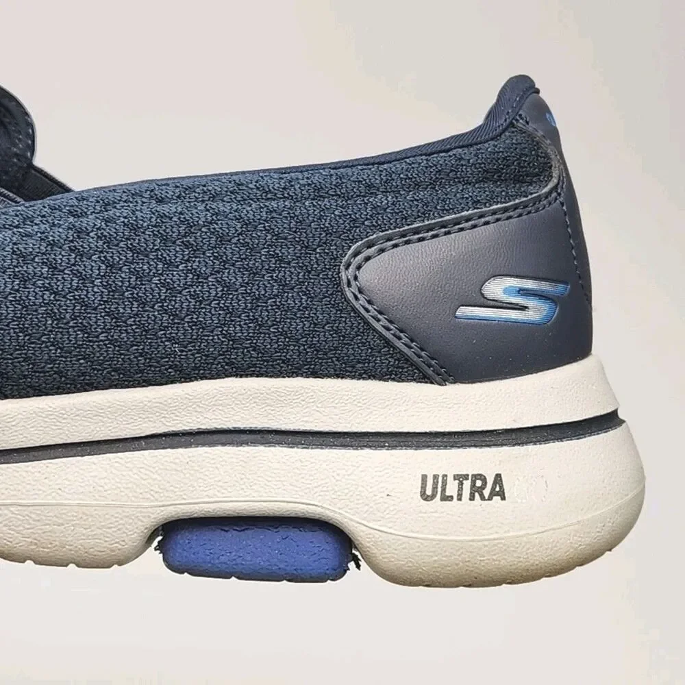 Skechers Sneaker Shoe Blue Go Walk 5 Ultra Women Sz 11.5 Wide Fit Air Cool Goga